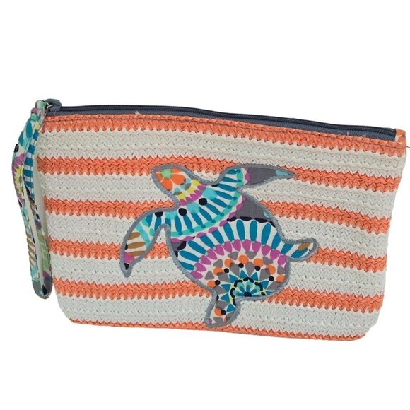 Vera Bradley Sunny Medallion Sea Turtle Woven Wristlet - Picture 1 of 6